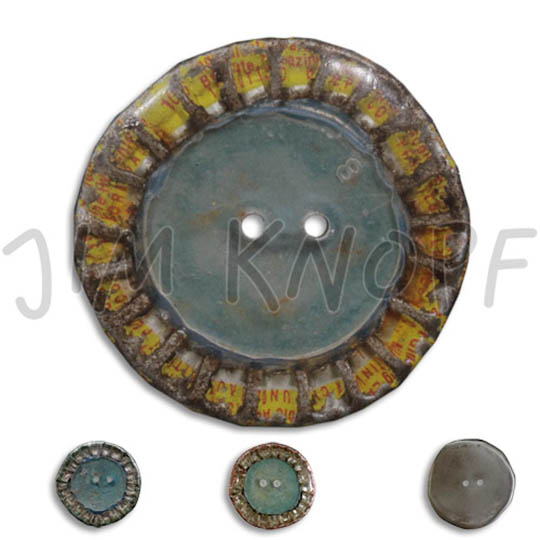 Jim Knopf Button from recycled crown cap 28mm Blau